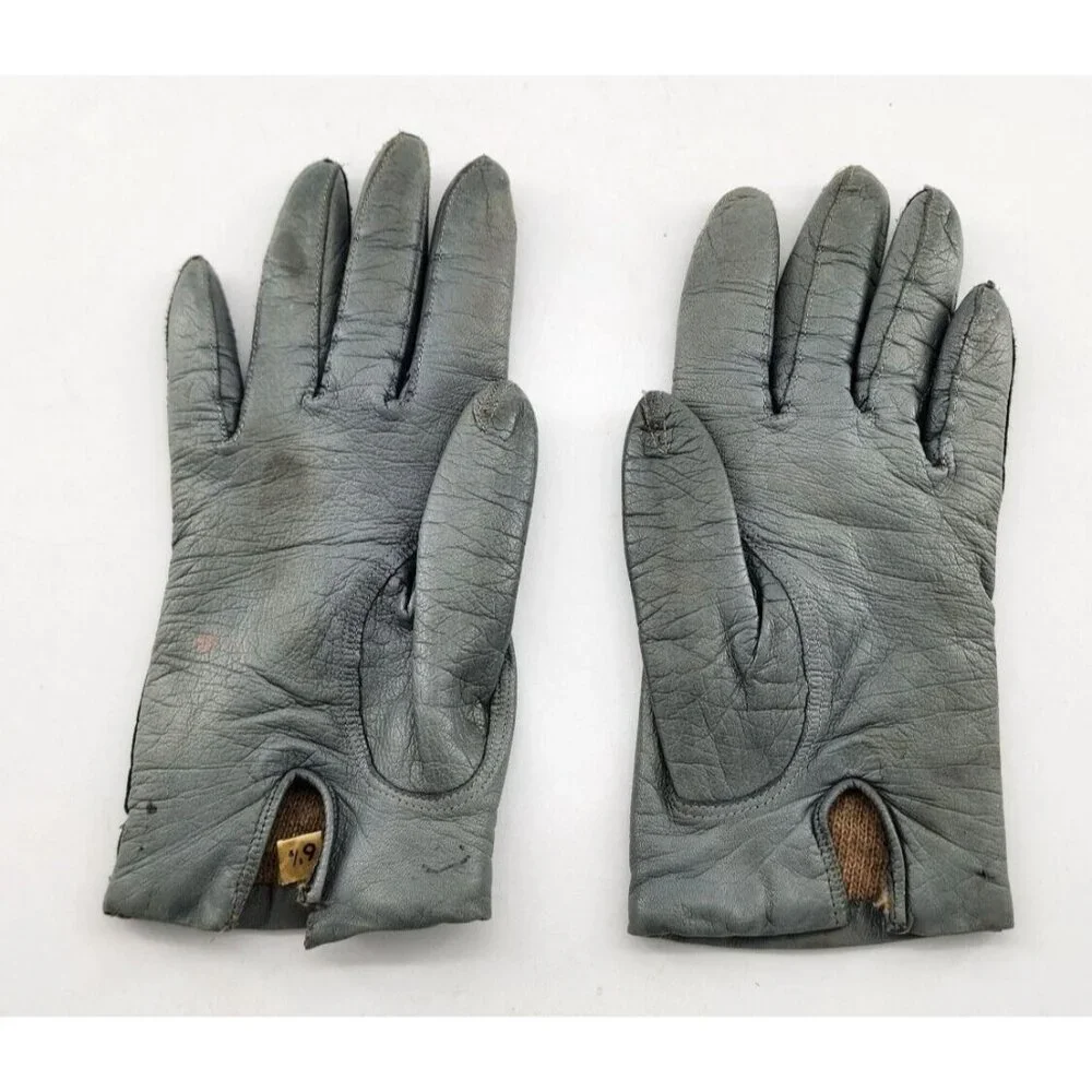 VTG‎ Peck & Peck Gray Women's Soft Leather Gloves Size 6.5 Cashmere Italy Made
